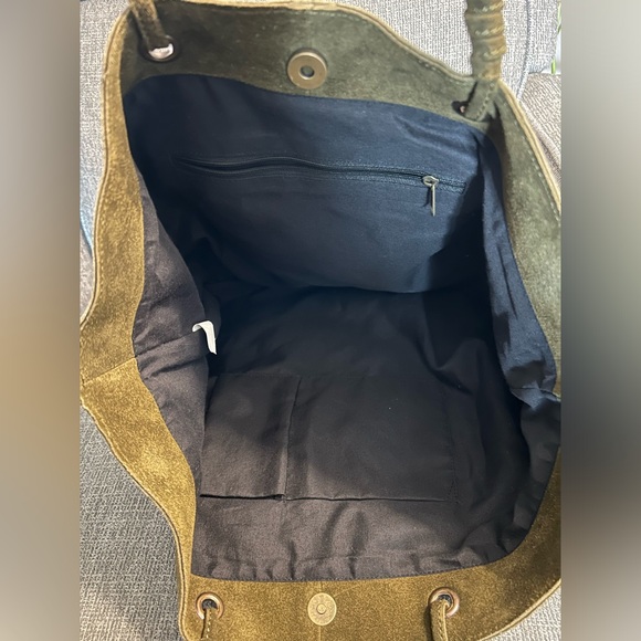 Olive Suede Tote Bag - Picture 6 of 6